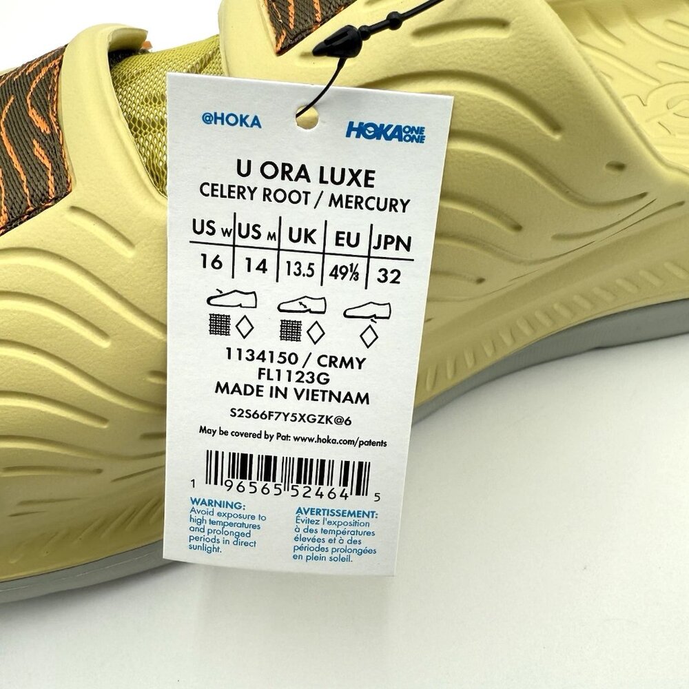 NEW Hoka One One Ora Luxe Recovery Slide Sandals Men's 14 Celery Root / Mercury - Picture 2 of 11